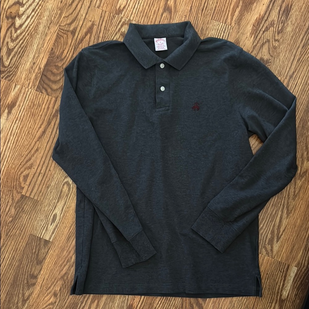 Men's Brooks Brothers Charcoal Long Sleeve Polo Shirt